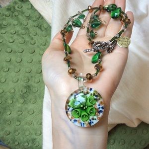 Artisan Blown Glass Beaded Necklace